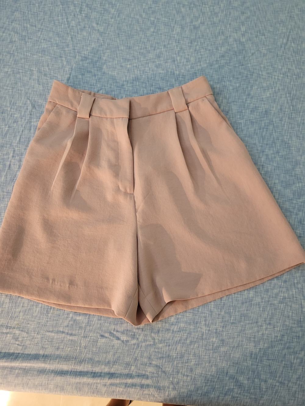 Express High-Waist Pleated Blush Pink Shorts